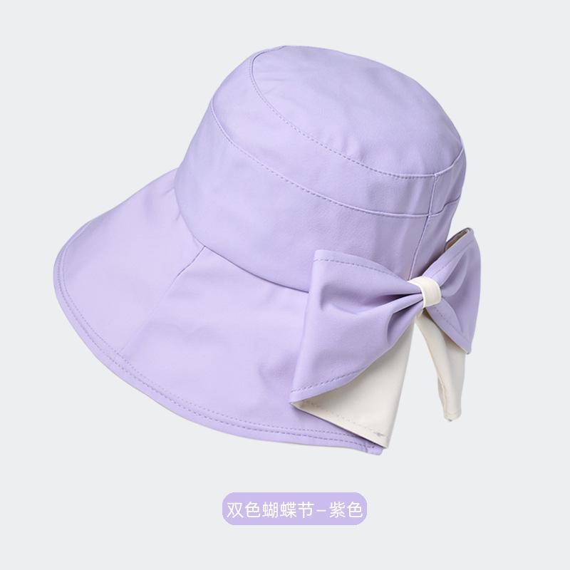 Two-color bow bucket hat summer outdoor play sunshade sunscreen hat fashion versatile big eaves hat children