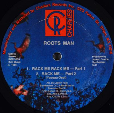 12-Zoll Schallplatte ROOTSMAN - Rack Me Rack Me / Black Wash / Ever RCR358 Charlie's Recor 1985 US Weltmusik Gebraucht