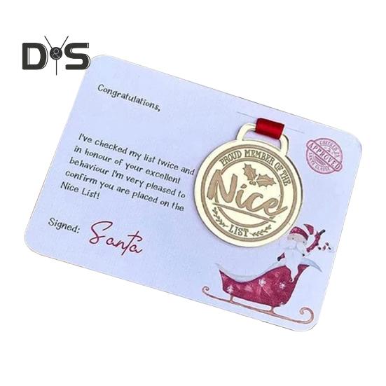 

1/2 шт. Рождественская открытка с медалью в канун Рождества, рождественская открытка с Санта-Клаусом для свадеб, рождественских дней рождения, вечеринок, домашнего декора Womens