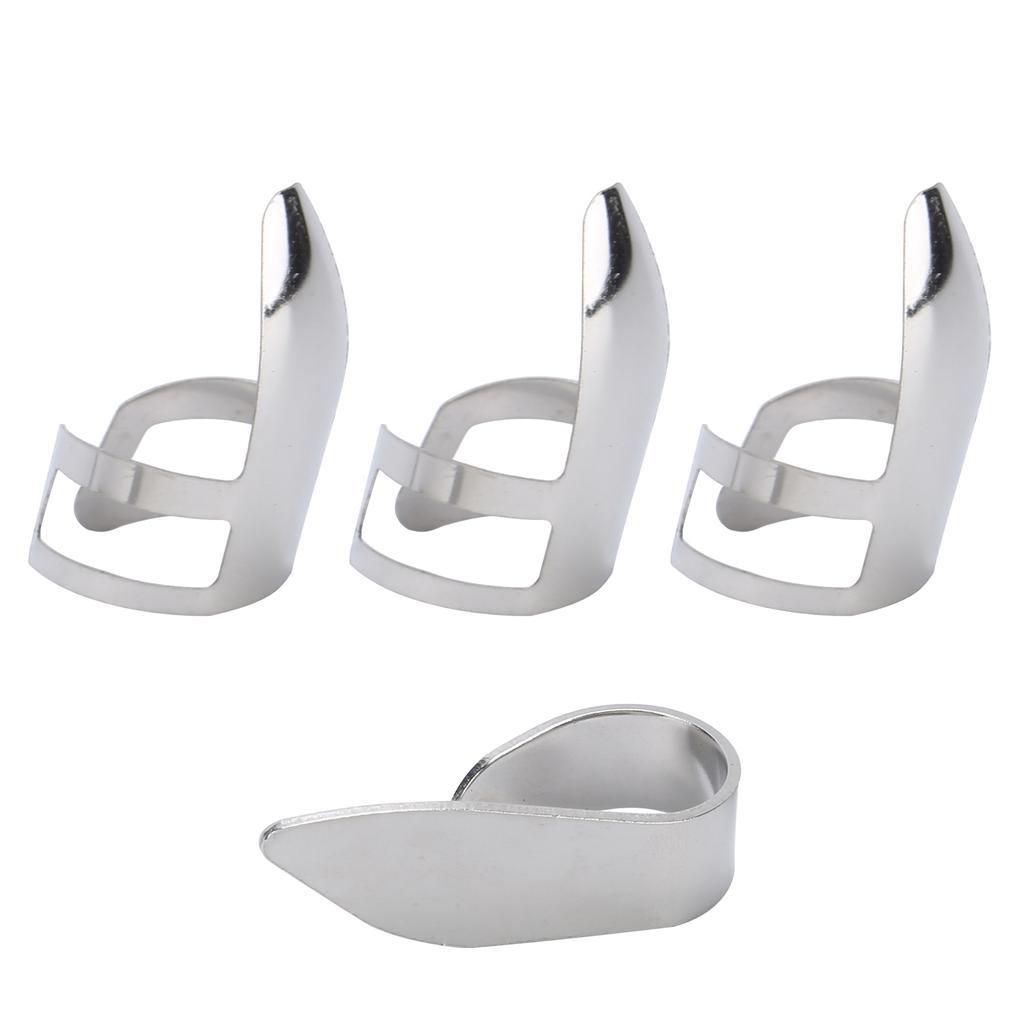 Finger Picks 3Pcs Index Finger 1Pc Thumb Metal Guitar Replace Accessories with Storage Box