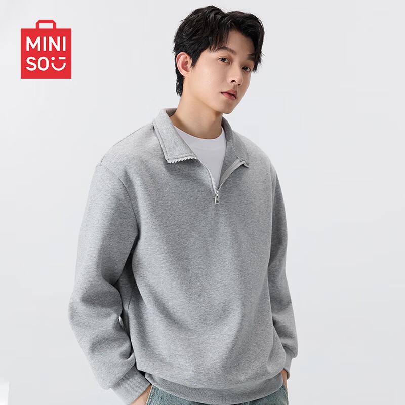 MINISO Men's Trendy Stand-Collar Half-Zip Sweatshirt