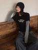 Yimeng 2025 Herbst Eleganz im koreanischen Stil gestreiftes Zwei-in-Eins T-Shirt