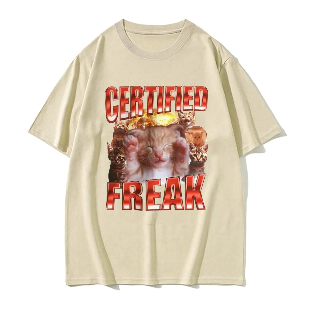 

Сертифицированный Фрик Смешной Милый Мем с Котом Футболка Женская Одежда Юмор Животное Графическая Футболка Летняя Каваи Футболка с Коротким Рукавом 4XL