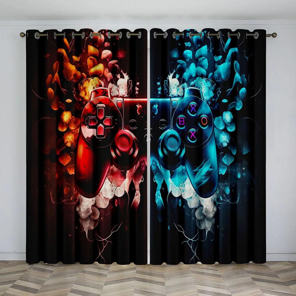 Free Shipping Modern Game Gamer Dreamy Controller Children's Thin Window Curtains for Boy Kid Living Room Bedroom Decor 2Pieces