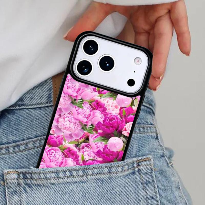 Flower Pink Peonies Peony Phone Case for iPhone 16e 15 14 13 12 17 Pro Max Plus Air 17pro Cover Coque