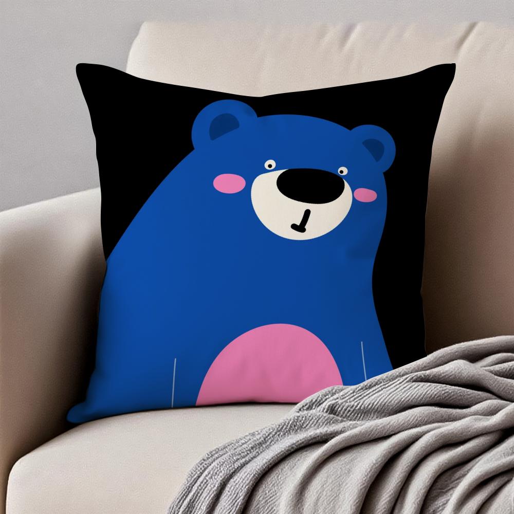Cartoon Animal Cushion Cover Pillowcase Anti-Dustmite Invisible Zipper Short Plush Sofa Cushion