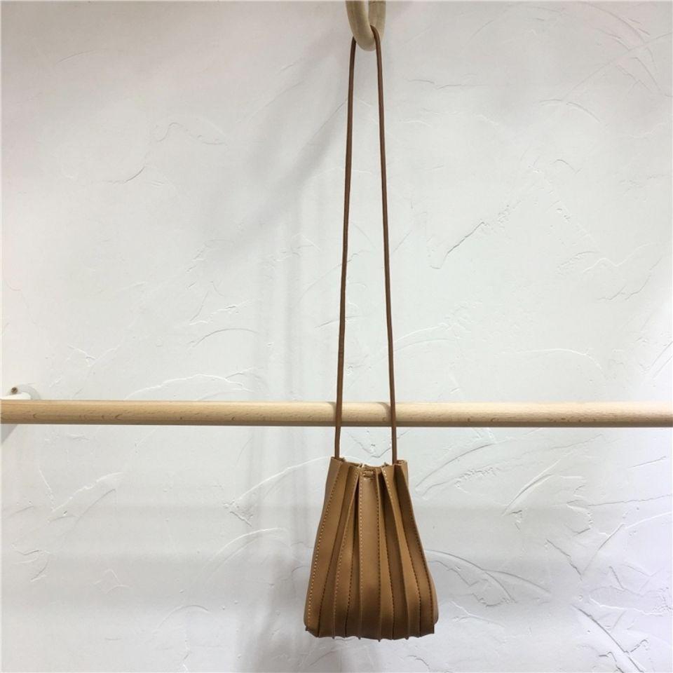 Japanese & Korean Style Soft Leather Ruffled One-Shoulder Mini Phone Bag - Casual, Stylish, Crossbody, Small Bag