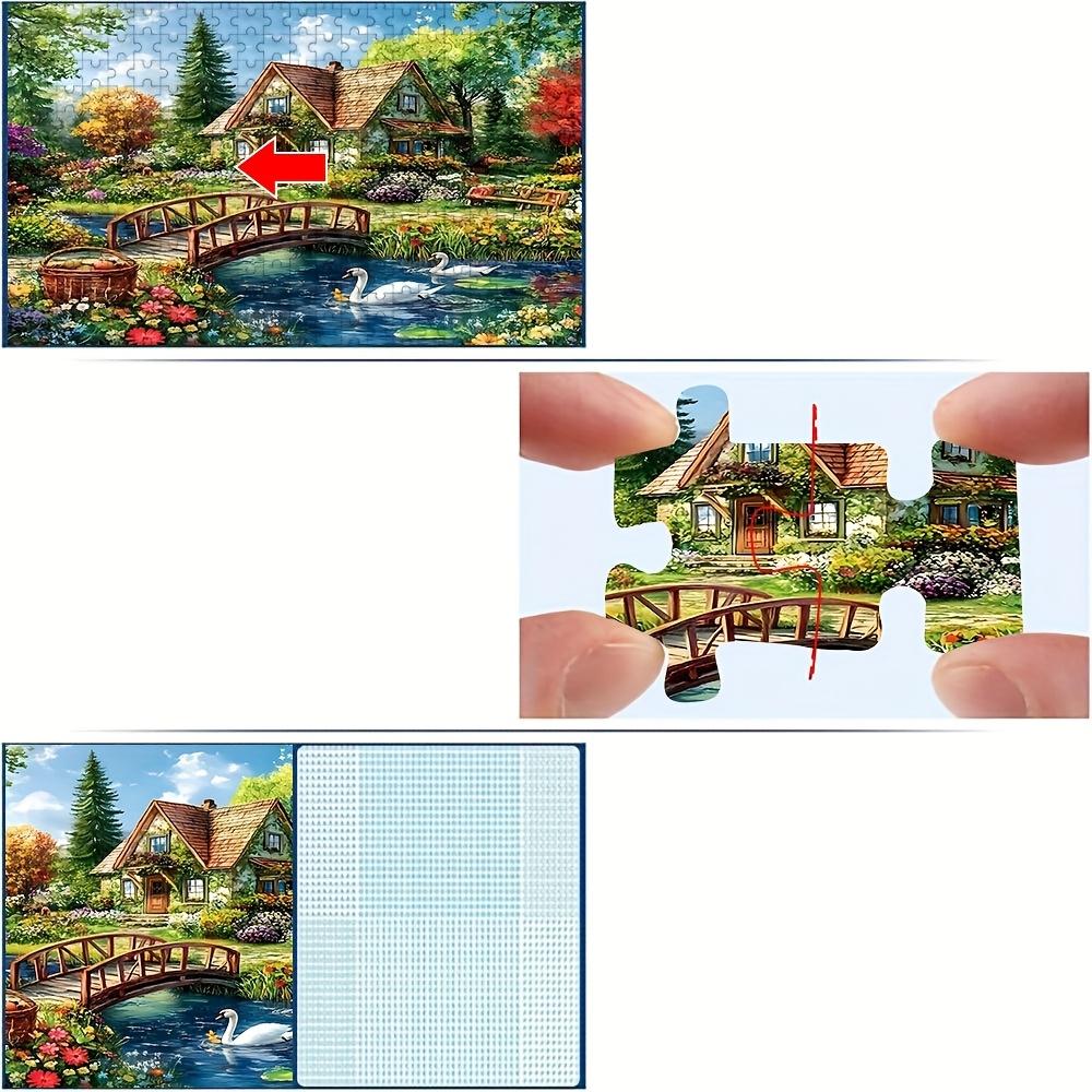 Idyllic Cottage Tapestry Wall Hanging, Countryside House With Swan Pond And Flower Garden, Wooden Bridge Landscape Home Decor