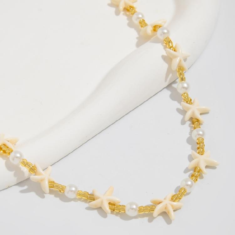Fashionable Starfish Necklace With Delicate Pearls Beaded Neckchain Suitable For Beach Parties Or City Outings