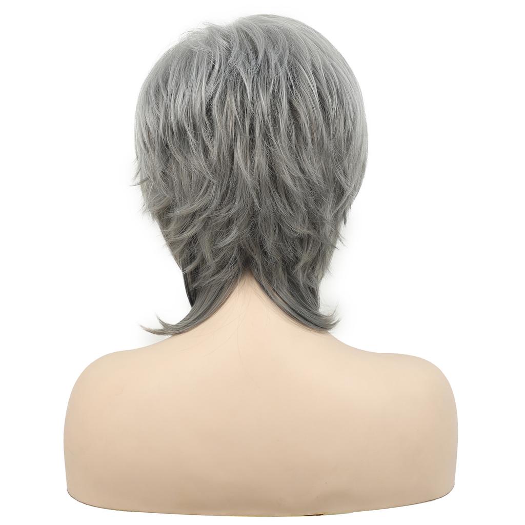 Wig High Temperature Silk Granny Grey Silver Short Hair European American Set Wigs