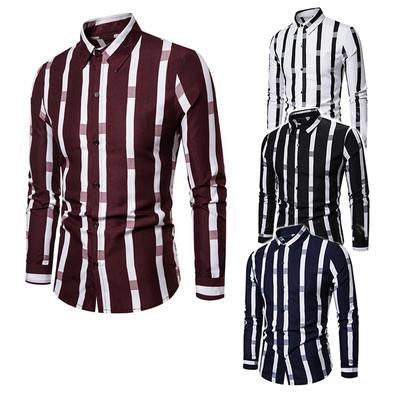 Camisa informal de manga larga a rayas para hombre, nueva, de temporada