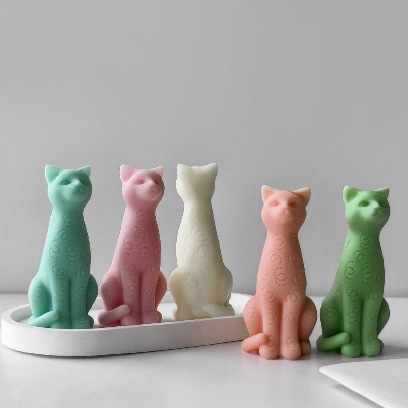 Flexible Silicone Mold Handmade Scented Candle Mould 3D Sitting Cats Aromatherapys Jewelry Mold Home Decoration Mold