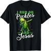 Funny Pickle Cucumber I Run On Pickles and Jesus T-Shirt