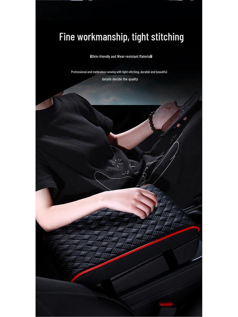 Diamantová Nappa kůže Podložka loketní opěrky do auta - Paměťová pěna, Protiskluzová, Odolná proti opotřebení, Univerzální pro všechna roční období.