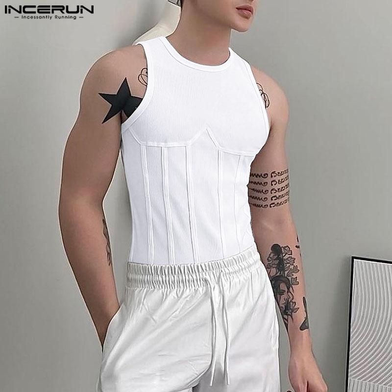 INCERUN Men Sleeveless Casual Fitted Gym Sport Tank Tops