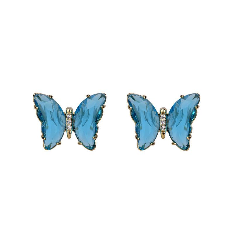 None Crystal Butterfly Earrings With Diamond Embellishments For Women