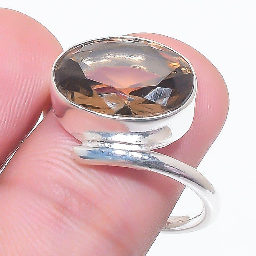 Smoky Topaz Gemstone 925 Sterling Silver Jewelry Ring Size 7