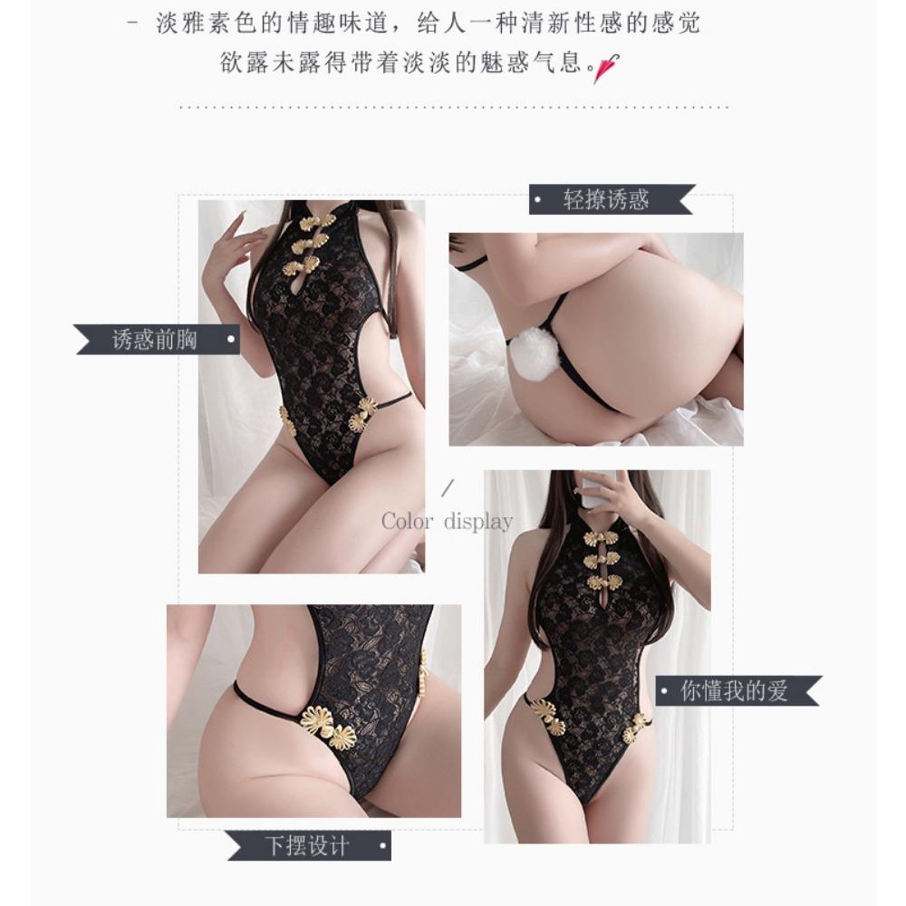Passion Clothes Women's Sexy Underwear Sexy Onesie Lace Temptation Cheongsam Style Bunny Girl Open Uniform Wholesale