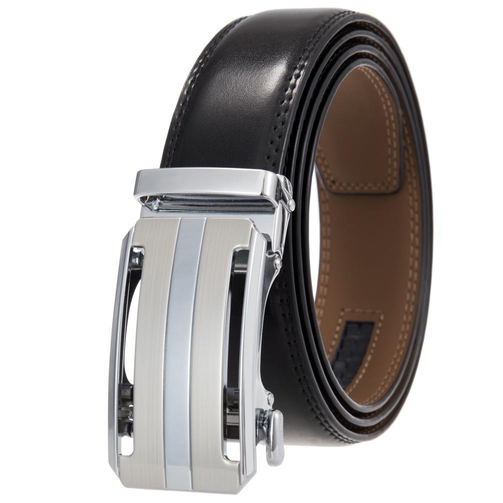 1Pcs Fashion Automatic Buckle Belt, Men'S Belt, Two-Layer Cowhide, Belt Belt Ly36-35409-1