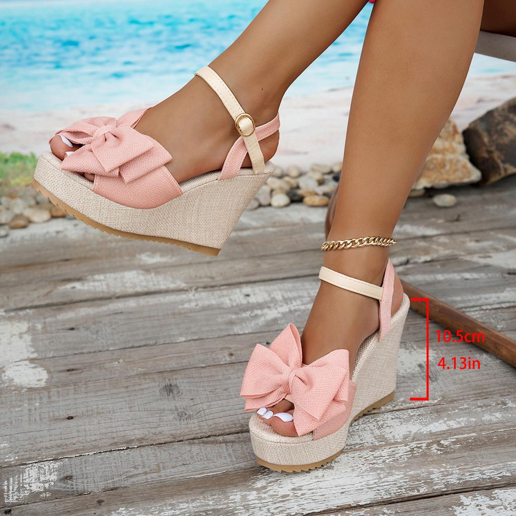 Fashion Women Sandals Fashion Bow Wedges High Heels Sandals Women Brand New Peep Toe Platform Sandals Casual Party Daily Woman Shoes