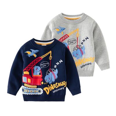 2-9 Years Kids Cartoon Print Sweater O-neck Knitted Sweatshirt Top