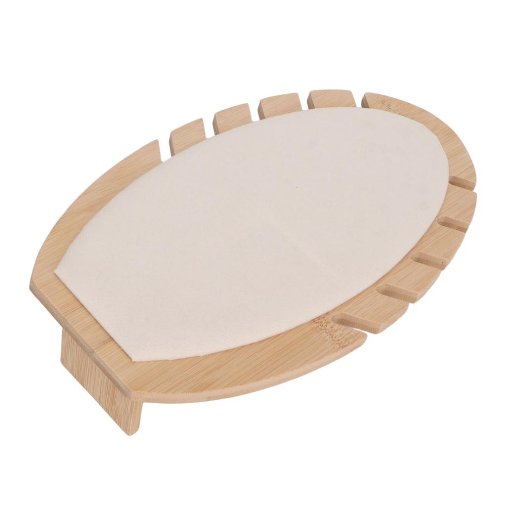 Necklace Display Stand Leaf Shaped Soft Lint Scratch Proof Wooden Chain Jewelry Holder Beige