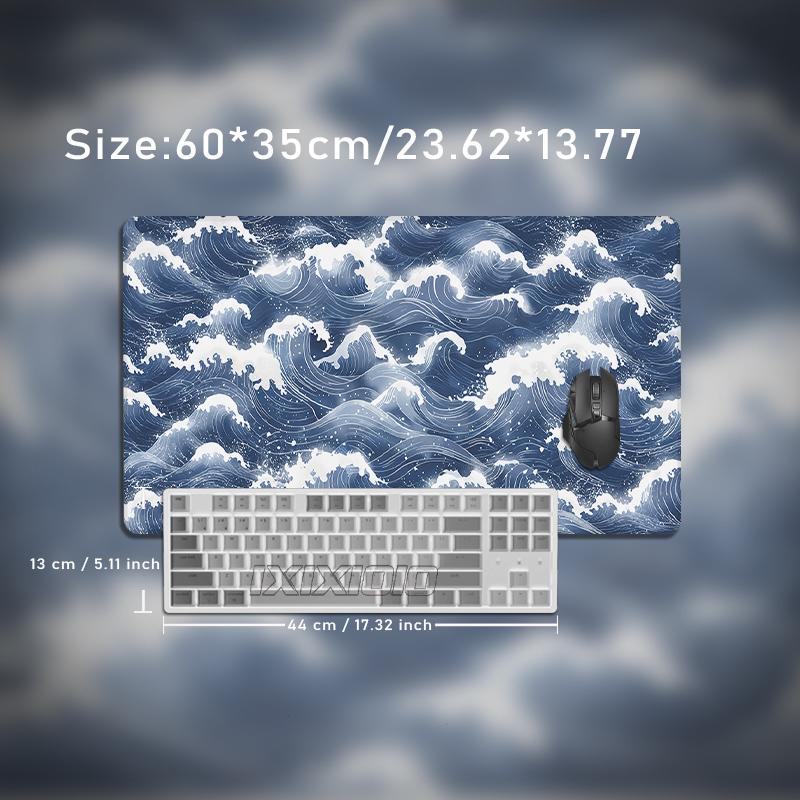 Mouse Pad Blue White Ocean Waves Gamer printon demand Custom Home New Computer Mousepad XXL Carpet Non-Slip Office PC Mice Pad