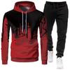 2026 Men's Sporty Slim Fit Graffiti Print Hooded Set