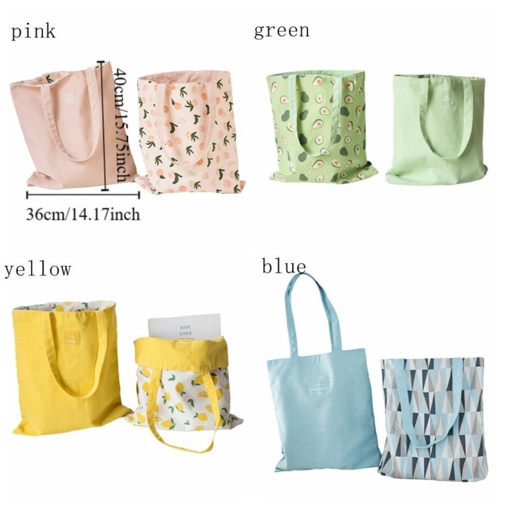 Lightweight Double-sided Bags Exquisite Cotton Linen Totes Portable Canvas Cloth Bags Shopping
