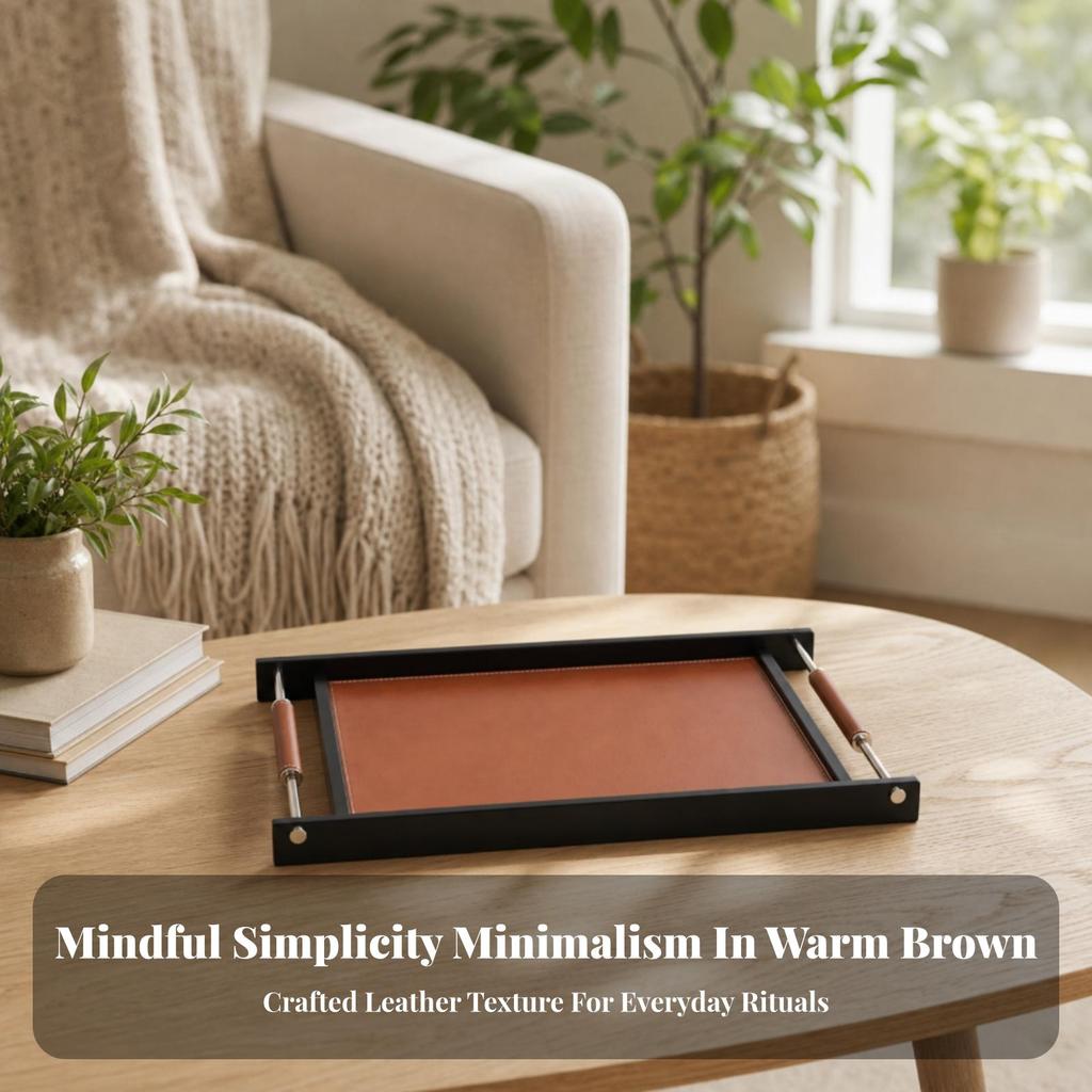 Serving Tray Elegant with Leather Handles Stylish for Entryway Organization