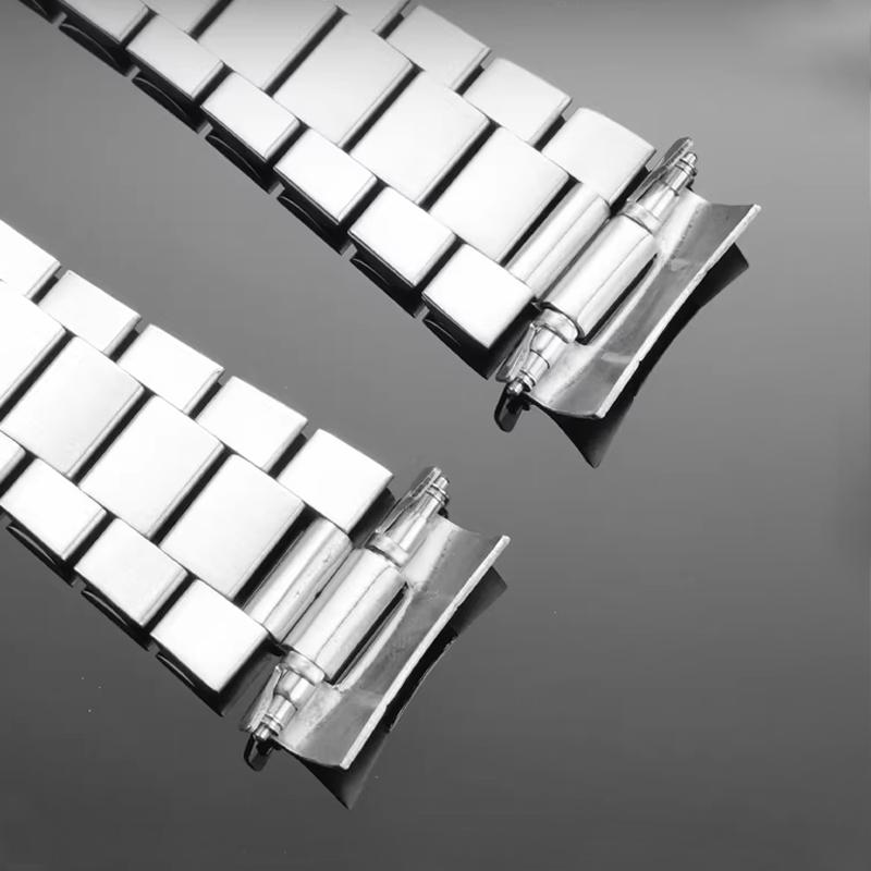 Solid Stainless Steel Watch Strap for Seiko SKX013 SKX015 Series Curved End Watch Chain Modification Watchband 20mm Folding Buck