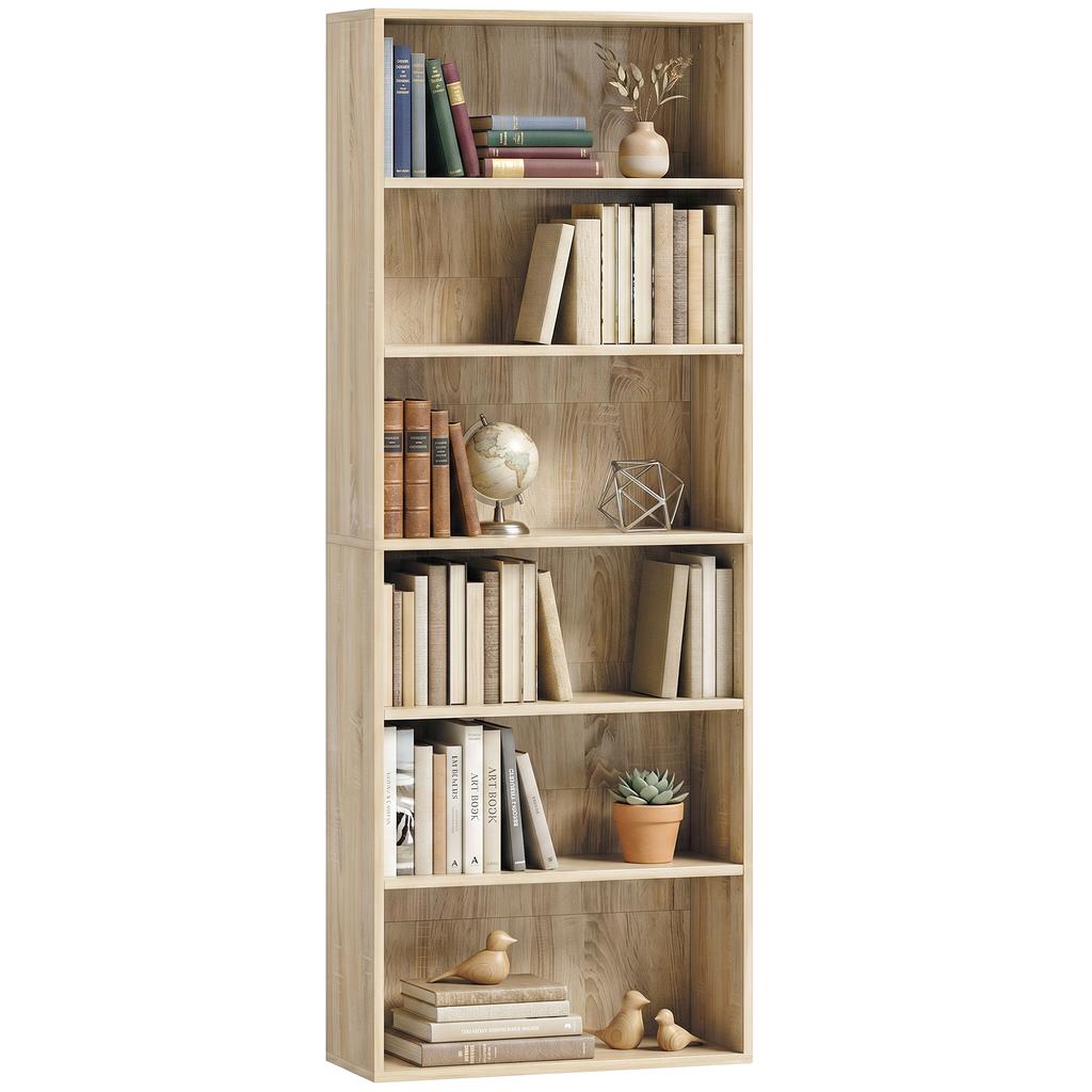 6 Tier Bookshelf Freestanding 60 x 24 x 158.5 cm Oak Wood Effect