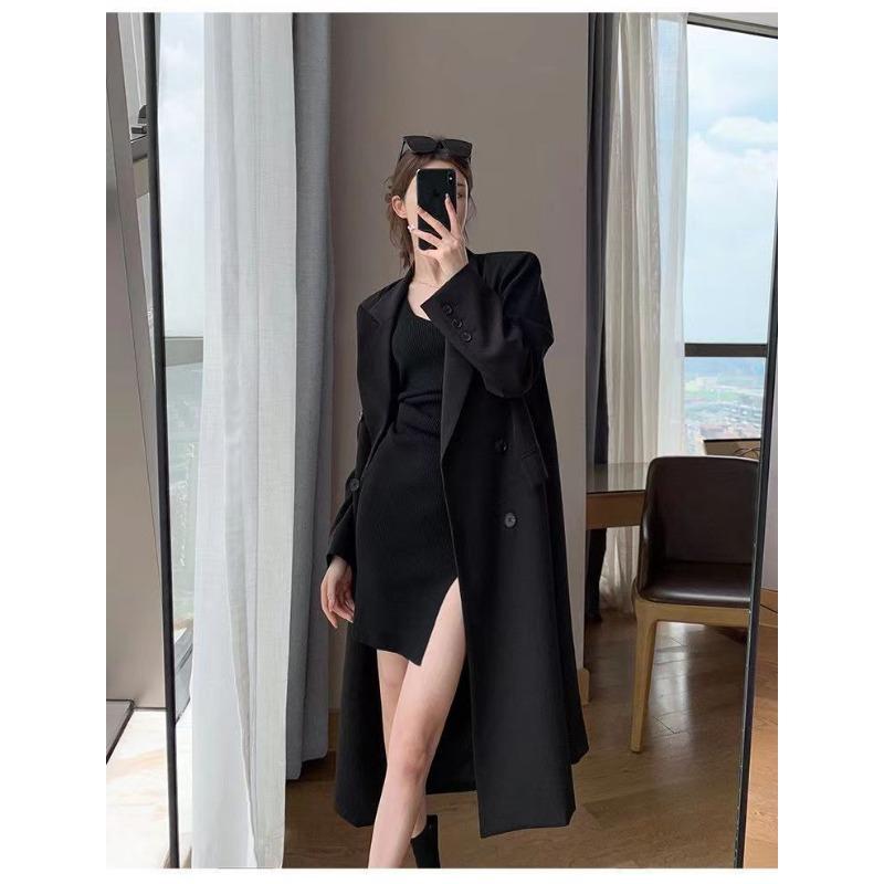 Women S Mid Length Trench Coat Double Breasted Notched Lapel Elegant Style