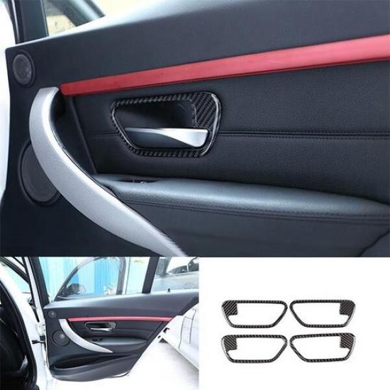 Real Carbon Fiber Interior Door Handle Cover Trim 13- For BMW 3 4 Series GT