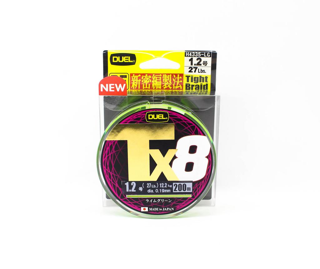 Yo Zuri Duel P.E Line TX8 200m P.E 1.2 12.2Kg (0.19mm) LG H4335-LG