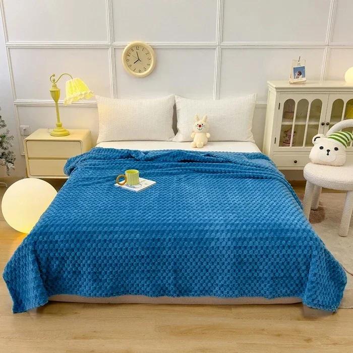 Winter Plaid Blankets for Beds Warm Sofa Blnket Fluffy Blankets Queen King Size Bedding Imitation Fur Bed Sofa Cover