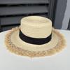Old Money Wind French Straw Flat Top Top Hat Outdoor Holiday Beach Straw Hat Ladies Summer Travel Sun Hat