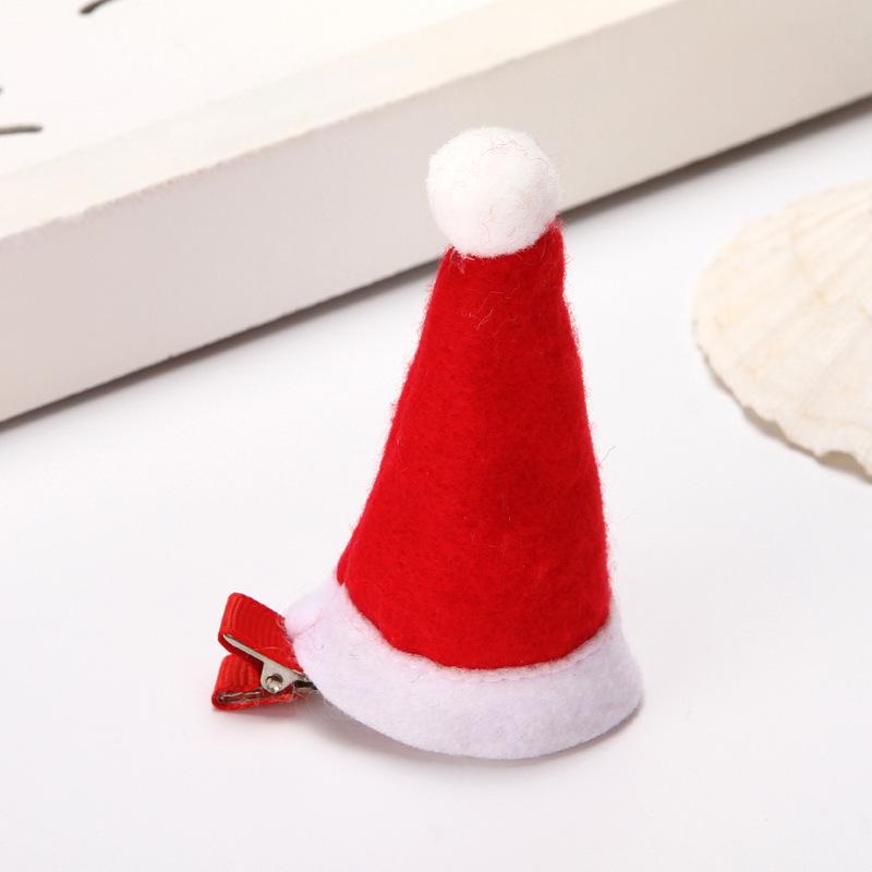 Christmas Kids' Festive Hair Clips - Small Red Hats with Duckbill Clip for Birthdays & Holidays