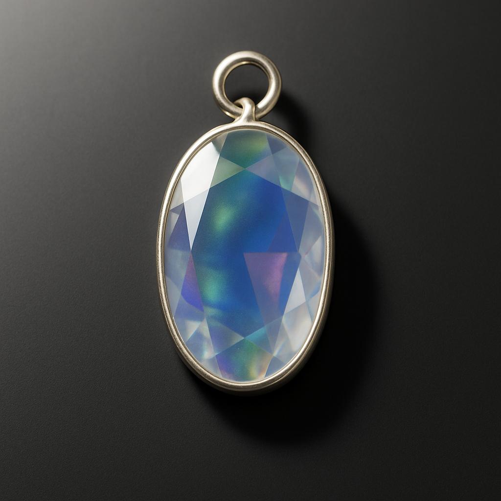 Opal Pendant 925 Sterling Silver 19 ct Aurora Fire Checker Oval October Birthday Birthstone