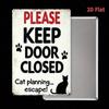 Funny Cat Metal Wall Sign Please Close Door Bathroom Decor