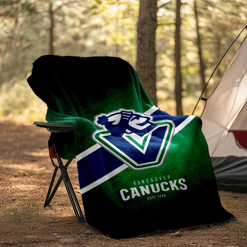 Hockey Team Vancouver-Canucks Blanket Flannel Throw for Sofa, Indoor, Camping, Living Room, Office, Chair, And Bed Soft Birthday Gift