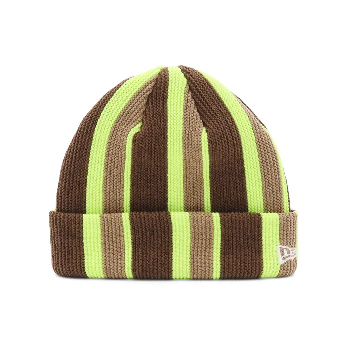 New Era Свободная базовая шапка-бини в полоску Желтая вязаная шапка Грецкий орех/Неон