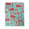 Red Cartoon Fire Truck Car Throw Blanket Fire Fighting Equipment Fire Extinguisher Flannel Blankets for Boys Girls Birthday Gift