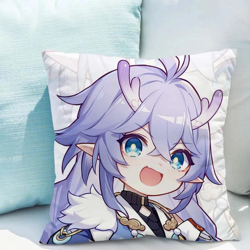 Honkai Star Rail X Cushions Covers Double-sided Printing Cushion Cover X Short Plush Decoration Living Room Car Sofa