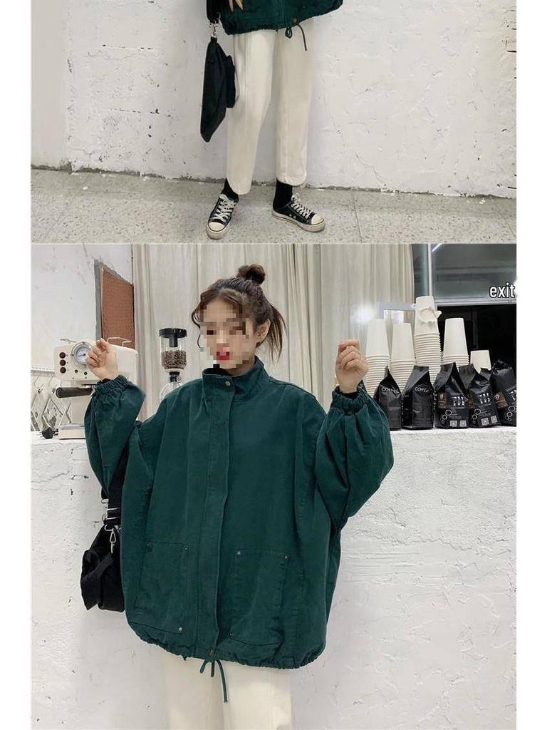 Korean Style Mid-Length Drawstring Zipper Jacket - Spring/Autumn 2025 Women's Long Sleeve Workwear