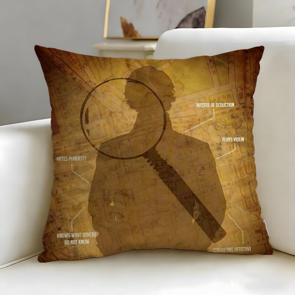 Beliebte Sherlock Holmes Kissenhülle Weich Leicht zu waschen Kissenbezug Vielseitig für Sofa Bett Reise und Büro