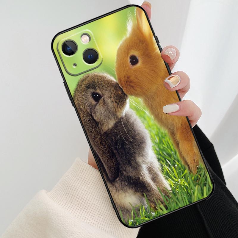 Baby Rabbits Bunny Phone Case For iPhone 17 Pro Max 14 13 12 11 15 16 Pro Max mini 16 15 Plus 16e 17 Air Cover