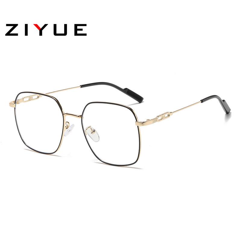 Metal Matte Glasses for Women - Built-in Blush, Prescription Compatible, Large Frames, Face Slimming Effect