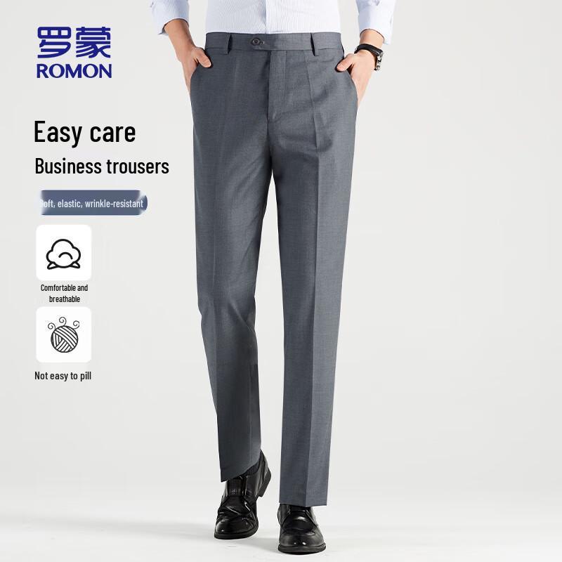 ROMON Men s Easy-Care Anti-Wrinkle Business Straight-Leg Trousers XK201 35