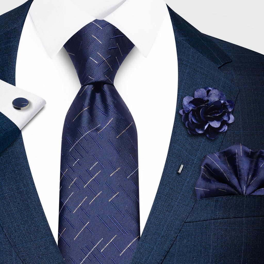 Fashion Men'S Paisley Tie Suit Pocket Towel Set 8Cm Polyester Jacquard Business Dress Tie